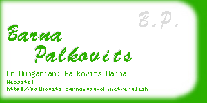 barna palkovits business card